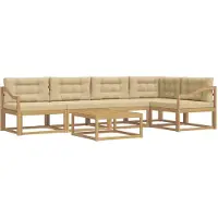 vidaXL Ensemble de canapés d'extérieur , 6 pièces, blanc et beige, 79 x 79 x 37 cm