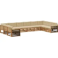 vidaXL Ensemble de canapés , 10 pièces, en bois d'acacia massif, couleurs naturelles et beige