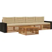 vidaXL Ensemble de salon de jardin 5 pièces en bois d'acacia massif, couleurs naturelles et beige