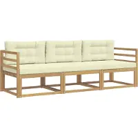 vidaXL Ensemble de 3 assises de jardin , blanc et crème, en polyester