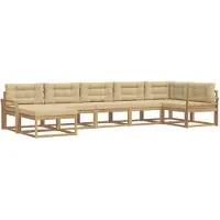vidaXL Ensemble de salon de jardin 7 pièces, blanc et beige