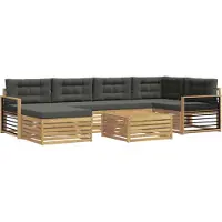 vidaXL Ensemble de canapés d'extérieur avec coussins, 7 pièces, blanc et anthracite