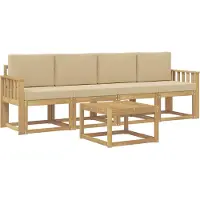 vidaXL Ensemble de salon de jardin 5 pièces, blanc et beige