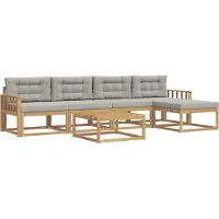 vidaXL Ensemble de salon de jardin , 6 pièces, blanc et gris clair, en polyester