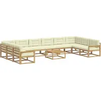 vidaXL Ensemble de canapés d'extérieur avec coussins, 11 pièces, blanc et crème