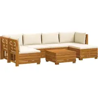 vidaXL : Ensemble de 7 pièces pour salon de jardin, en bois d'acacia massif, couleur marron