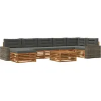 vidaXL Ensemble de salon de jardin 8 pièces, couleurs : naturel et anthracite
