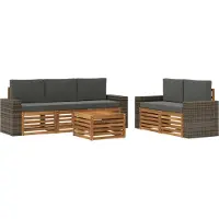 vidaXL Ensemble de salon de jardin 6 pièces, couleurs : naturel et anthracite
