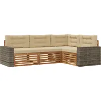 vidaXL Ensemble de salon de jardin, 4 pièces, en polyester naturel et beige