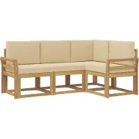 vidaXL Ensemble de salon de jardin 4 pièces, blanc et beige