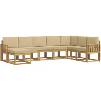 vidaXL Ensemble de canapés d'extérieur avec coussins, 8 pièces, blanc et beige