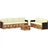 vidaXL Ensemble de canapés , 8 pièces, en bois d'acacia massif, couleur naturelle et crème