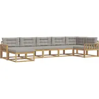 vidaXL Ensemble de canapés d'extérieur avec coussins, 7 pièces, blanc et gris clair