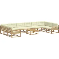 vidaXL Ensemble de canapés d'extérieur avec coussins, 11 pièces, blanc et crème