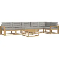 vidaXL Ensemble de canapés d'extérieur , 7 pièces, blanc et gris clair, 79 x 79 x 37 cm