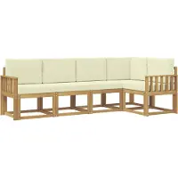 vidaXL Ensemble de canapés d'extérieur avec coussins, 5 pièces, blanc et crème