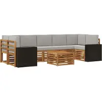 vidaXL Ensemble de canapés d'extérieur avec coussins 8 pièces Naturel et gris clair