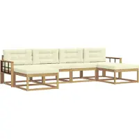 vidaXL Ensemble de canapés d'extérieur avec coussins, 6 pièces, blanc et crème