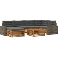 vidaXL Ensemble de canapés d'extérieur avec coussins 7 pièces Nature et Anthracite