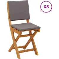 vidaXL : 8 chaises de jardin de style bistrot, couleur gris foncé, en bois d'acacia massif