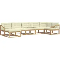 vidaXL Ensemble de salon de jardin 7 pièces, blanc et crème