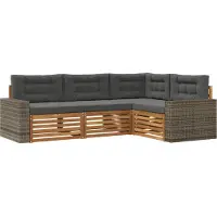 vidaXL Ensemble de salon de jardin 4 pièces, couleurs : naturel et anthracite, en polyester