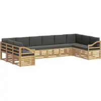 vidaXL Ensemble de salon de jardin , 10 pièces, blanc et anthracite, en polyester