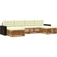 vidaXL Ensemble de salon de jardin 6 pièces, bois d'acacia massif, couleurs naturelles et crème