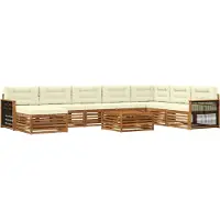 vidaXL Ensemble de salon de jardin 9 pièces, bois d'acacia massif, couleurs naturelles et crème