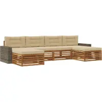 vidaXL - Ensemble de salon de jardin 6 pièces, en bois d'acacia massif, couleurs naturelles et beige
