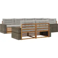 vidaXL Ensemble de canapés d'extérieur avec coussins 7 pièces Naturel et Gris clair