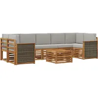 vidaXL Ensemble de canapés d'extérieur avec coussins 8 pièces Naturel et gris clair