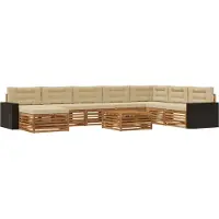 vidaXL Ensemble de salon de jardin , 9 pièces, en bois d'acacia massif, couleurs naturelles et beige