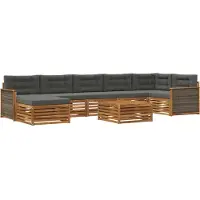 vidaXL Ensemble de canapés d'extérieur avec coussins 8 pièces Nature et Anthracite