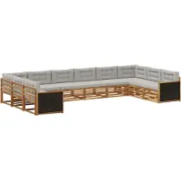 vidaXL Ensemble de canapés , 10 pièces, en bois d'acacia massif, de couleur naturelle et gris clair