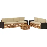 vidaXL Ensemble de canapés , 8 pièces, en bois d'acacia massif, couleur naturelle et beige