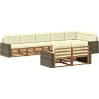 vidaXL Ensemble de salon de jardin 8 pièces, couleurs naturelles et crème
