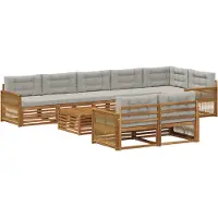 vidaXL Ensemble de canapés d'extérieur avec coussins, 9 pièces