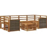 vidaXL Ensemble de salon de jardin 7 pièces en bois d'acacia massif, finition naturelle