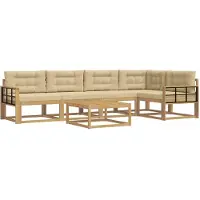 vidaXL Ensemble de canapés d'extérieur , 6 pièces, blanc et beige, en polyester