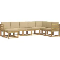 vidaXL Ensemble de canapés d'extérieur avec coussins, 8 pièces, blanc et beige
