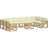 vidaXL Ensemble de canapés d'extérieur avec coussins, 11 pièces, blanc et crème