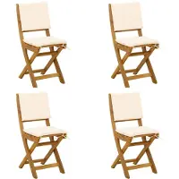 vidaXL : 4 chaises de jardin de style bistrot, couleur crème, en bois d'acacia massif