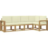 vidaXL Ensemble de salon de jardin 5 pièces, blanc et crème