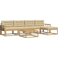 vidaXL Ensemble de canapés d'extérieur , 6 pièces, blanc et beige, en polyester