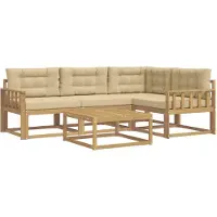vidaXL Ensemble de canapés d'extérieur , 5 pièces, blanc et beige, 79 x 79 x 37 cm