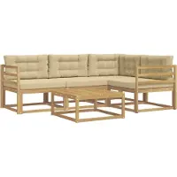 vidaXL Ensemble de canapés d'extérieur , 5 pièces, blanc et beige, 79 x 79 x 37 cm