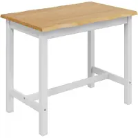 vidaXL Table de bar haute EKAI, blanche, 112 x 70 x 91 cm, en bois massif de pin