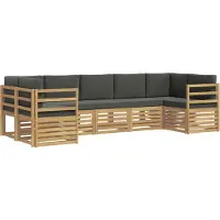 vidaXL Ensemble de salon de jardin , 7 pièces, blanc et anthracite, en polyester