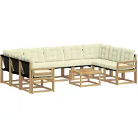 vidaXL Ensemble de salon de jardin 10 pièces, blanc et crème